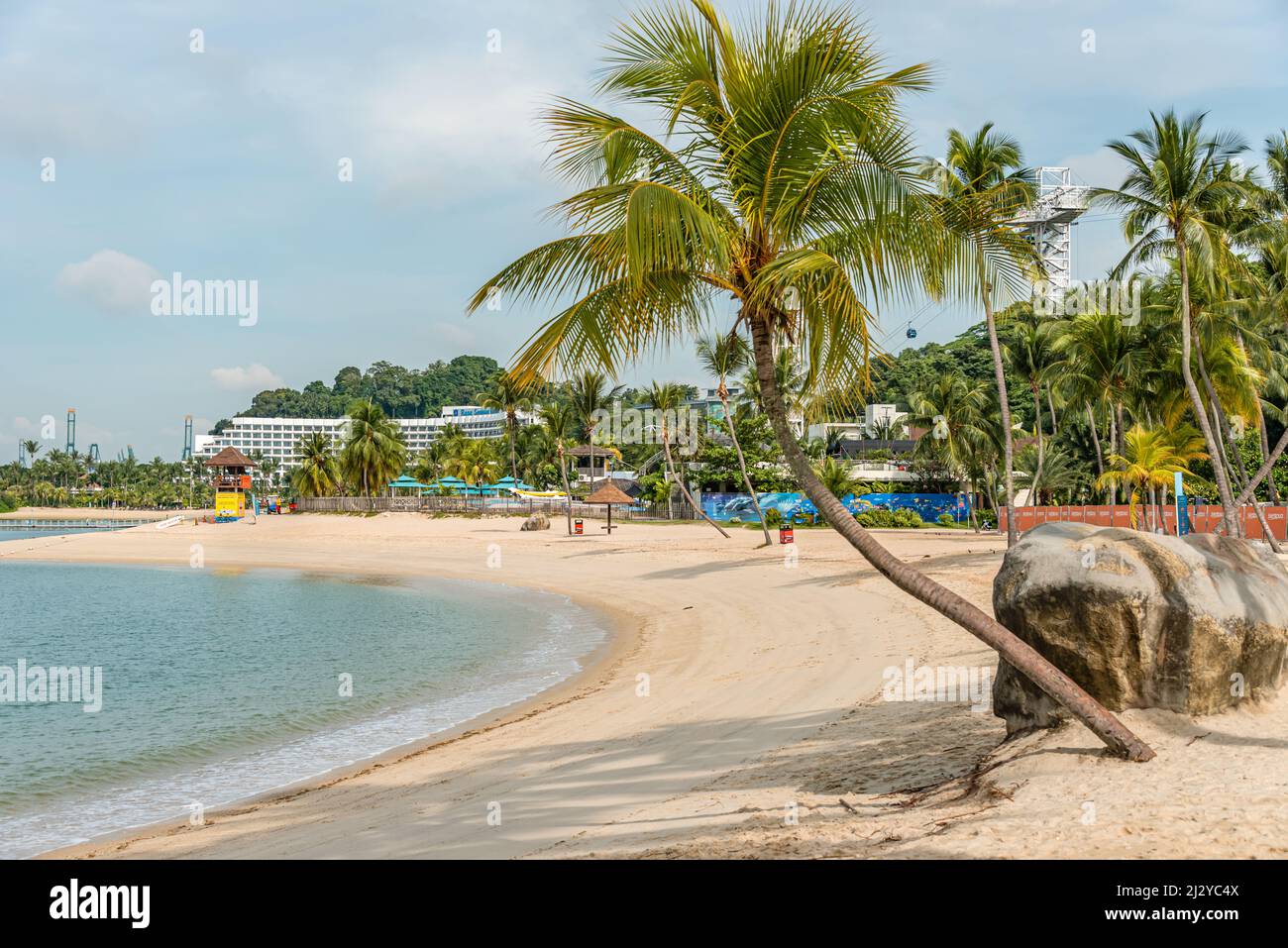 Siloso Beach sur l'île de Sentosa, Singapour Banque D'Images