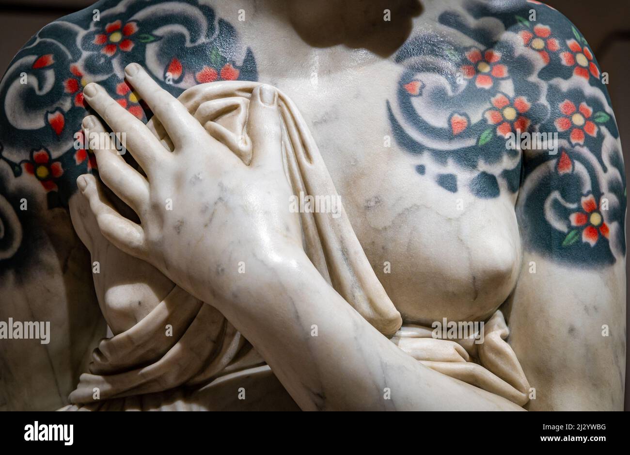Détails des sculptures en marbre (venus italica) de Viale Fabio exposées au Musée d'Art contemporain de trente et Rovereto MART.Italy Banque D'Images