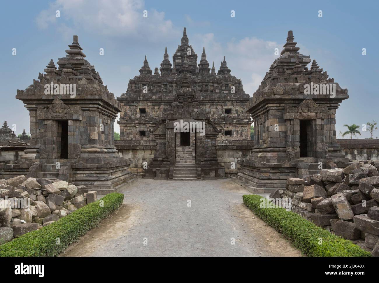 Yogyakarta, Java, Indonésie. Plaosan Temple Bouddhiste, 9ème. Siècle. Banque D'Images