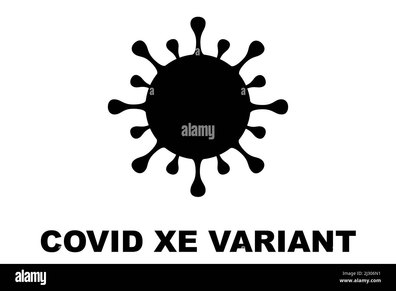 XE. Nouvelle variante du coronavirus SRAS-COV-2. Sous-variante d'Omicron. Conception horizontale. Conception de virus et texte noir. Illustration. Banque D'Images