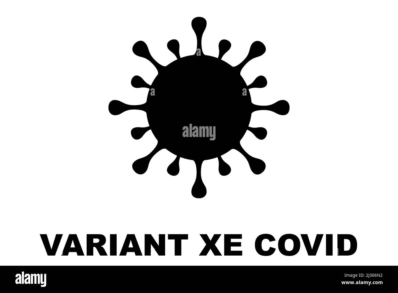 XE. Nouvelle variante du coronavirus SRAS-COV-2. Sous-variante d'Omicron. Conception horizontale. Conception de virus et texte noir. Illustration. Banque D'Images