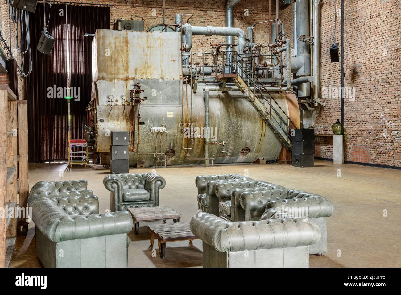 Intérieur de la chaudière, Alte Spinnerei, monument industriel, Kolbermoor, haute-Bavière, Bavière, Allemagne Banque D'Images