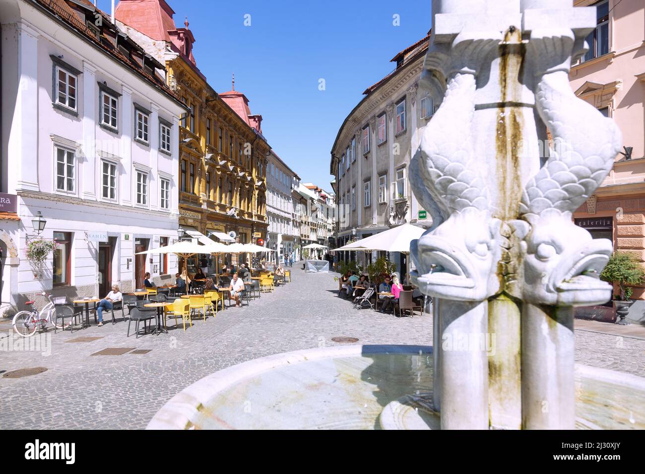 Ljubljana ; Stari Grad, fontaine Banque D'Images