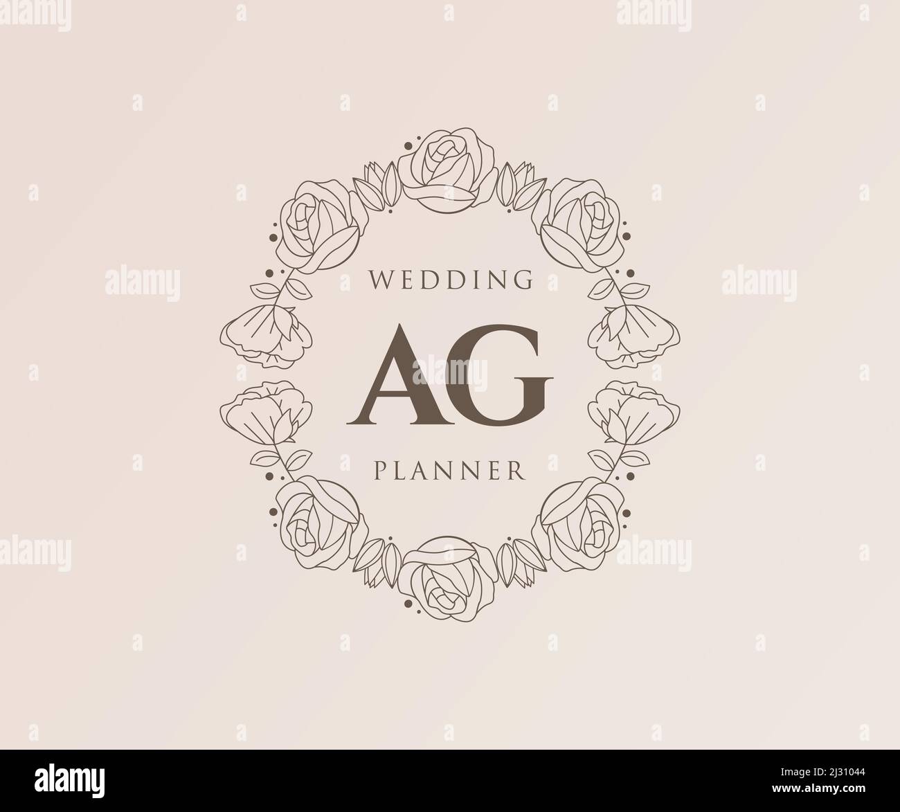 AG initiales lettre mariage monogramme collection de logos, dessin à la main moderne minimaliste et modèles floraux pour cartes d'invitation, Save the Date, élégant Illustration de Vecteur