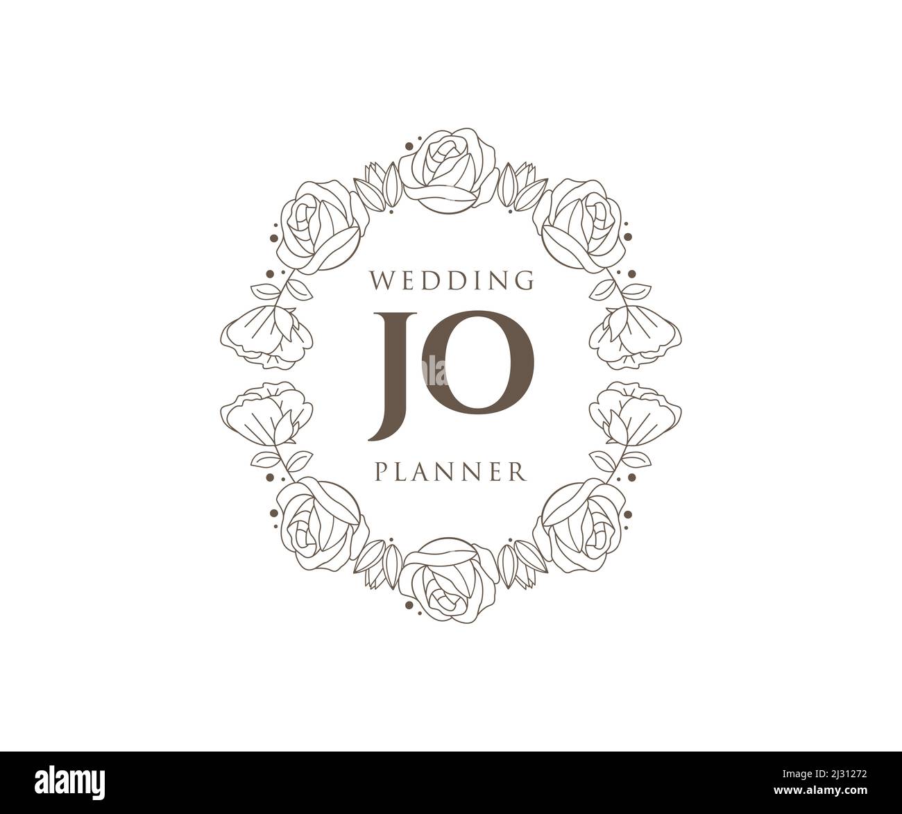 JO initiales lettre mariage monogramme collection de logos, dessin à la main moderne minimaliste et modèles floraux pour cartes d'invitation, Save the Date, élégant Illustration de Vecteur