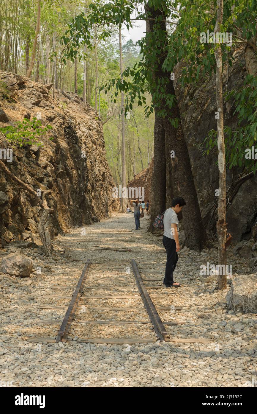 L'enfer, le fameux la Birmanie à la Thaïlande de chemin de fer de la mort, où des milliers de prisonniers de guerre alliés et des ouvriers asiatiques sont morts pendant la Seconde Guerre mondiale. Banque D'Images