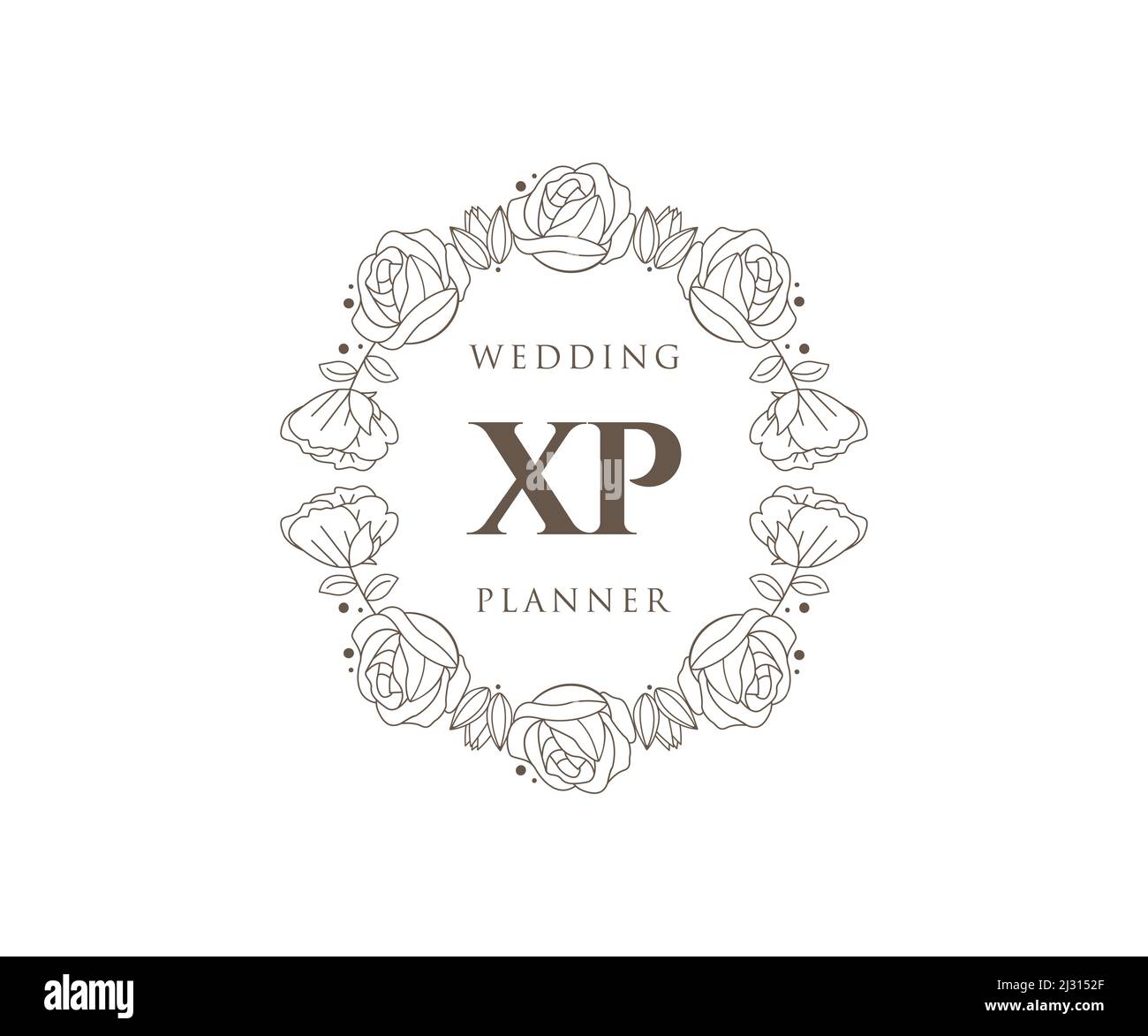 XP initiales lettre mariage monogramme collection de logos, dessin à la main moderne minimaliste et modèles floraux pour cartes d'invitation, Enregistrer la date, élégant Illustration de Vecteur