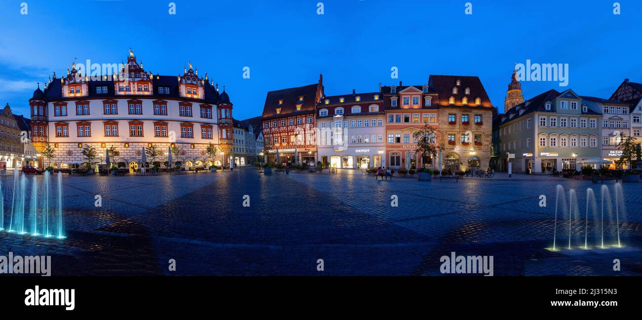 Coburg ; place du marché, panorama Banque D'Images