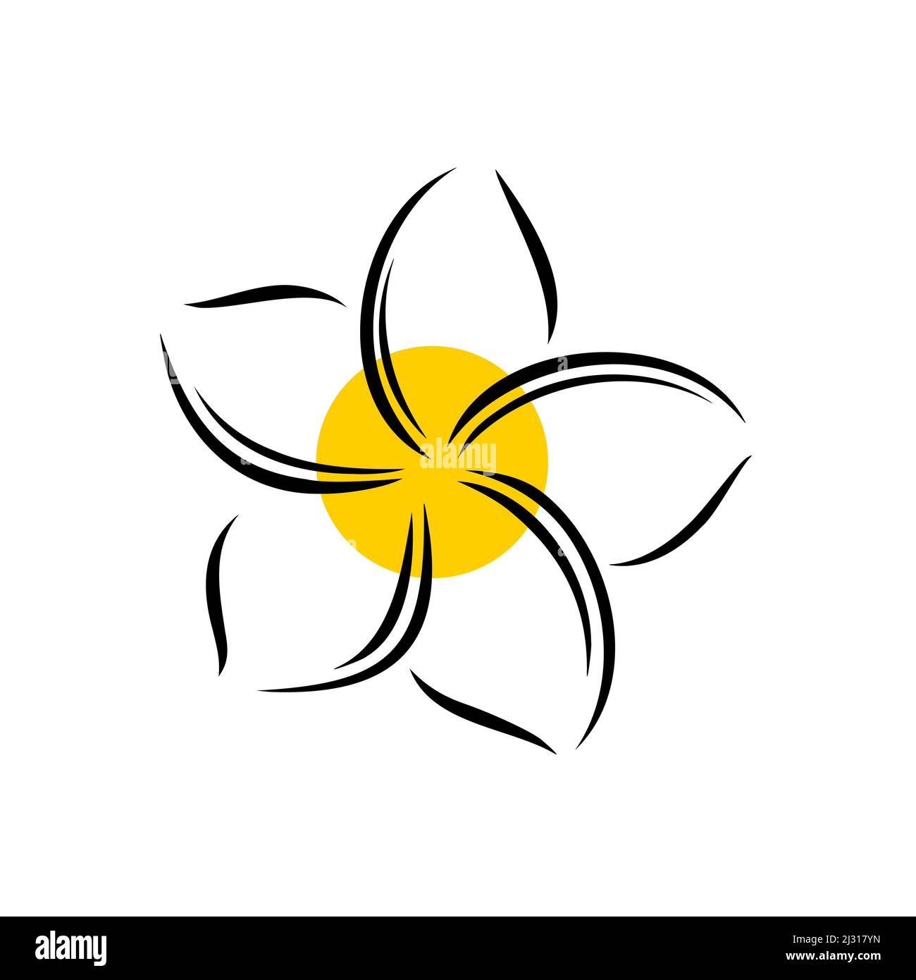 Frangipani ou plumeria fleurs exotiques d'été.Frangipani gravé isolé sur fond blanc.Illustration vectorielle Illustration de Vecteur