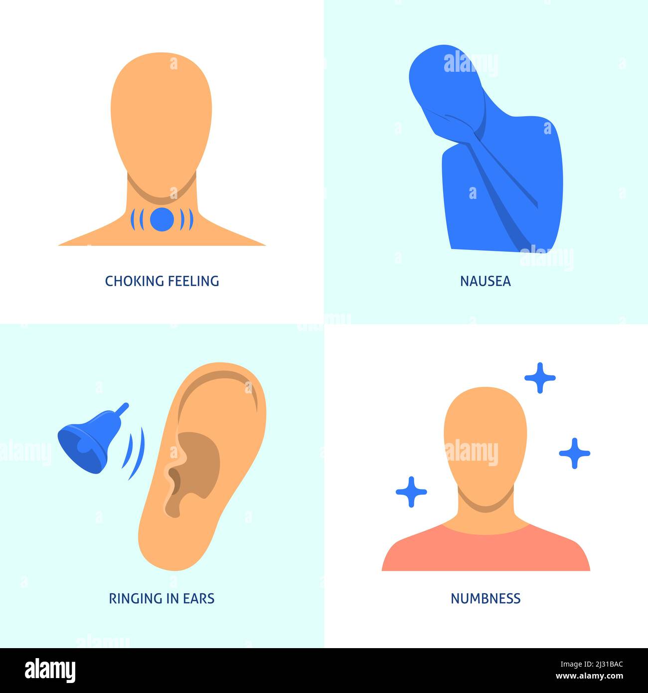 Ensemble d'icônes symptômes de réaction de stress. Sensation d — free download