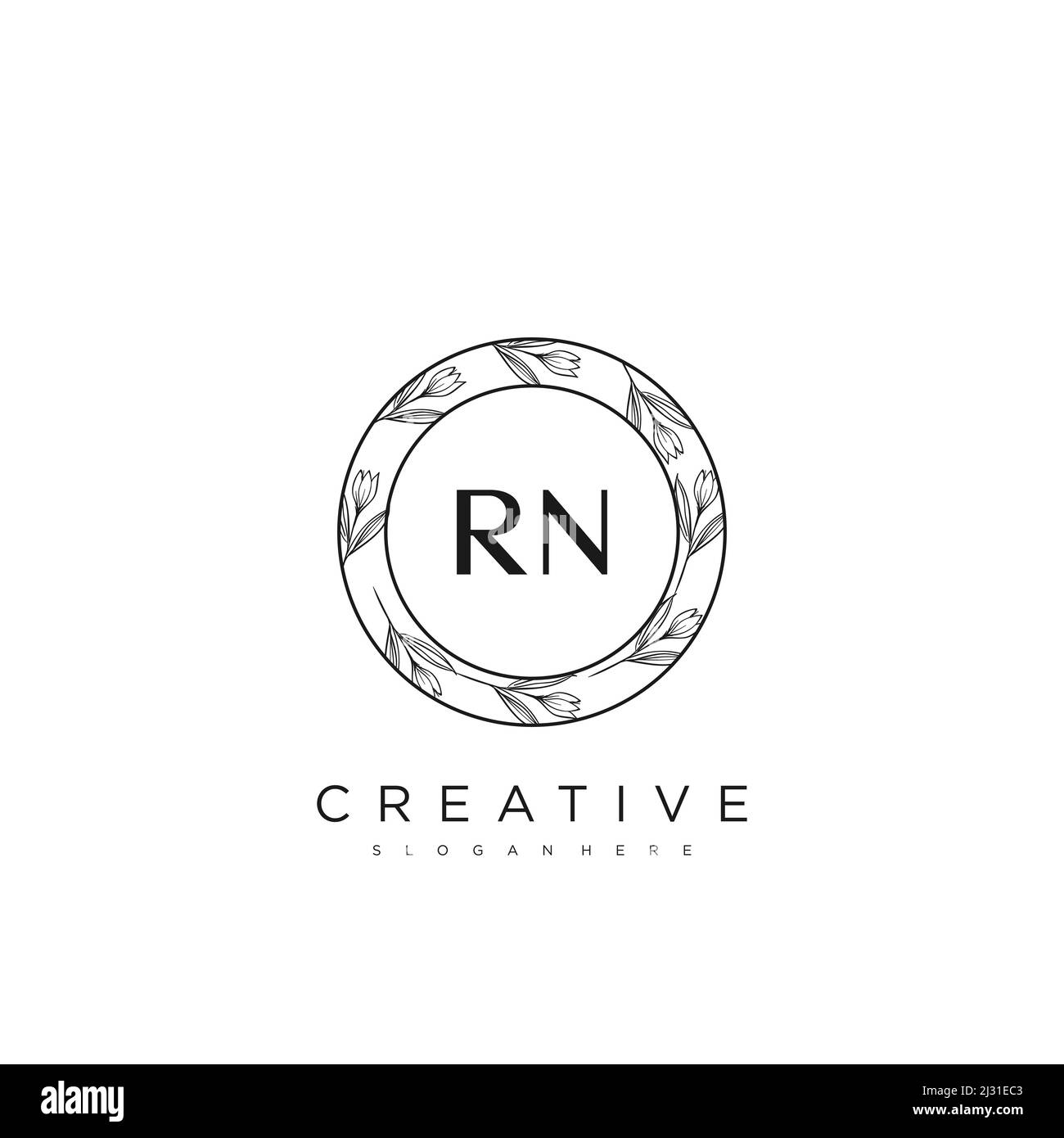 RN format lettre initiale logo fleur Vector Premium Illustration de Vecteur