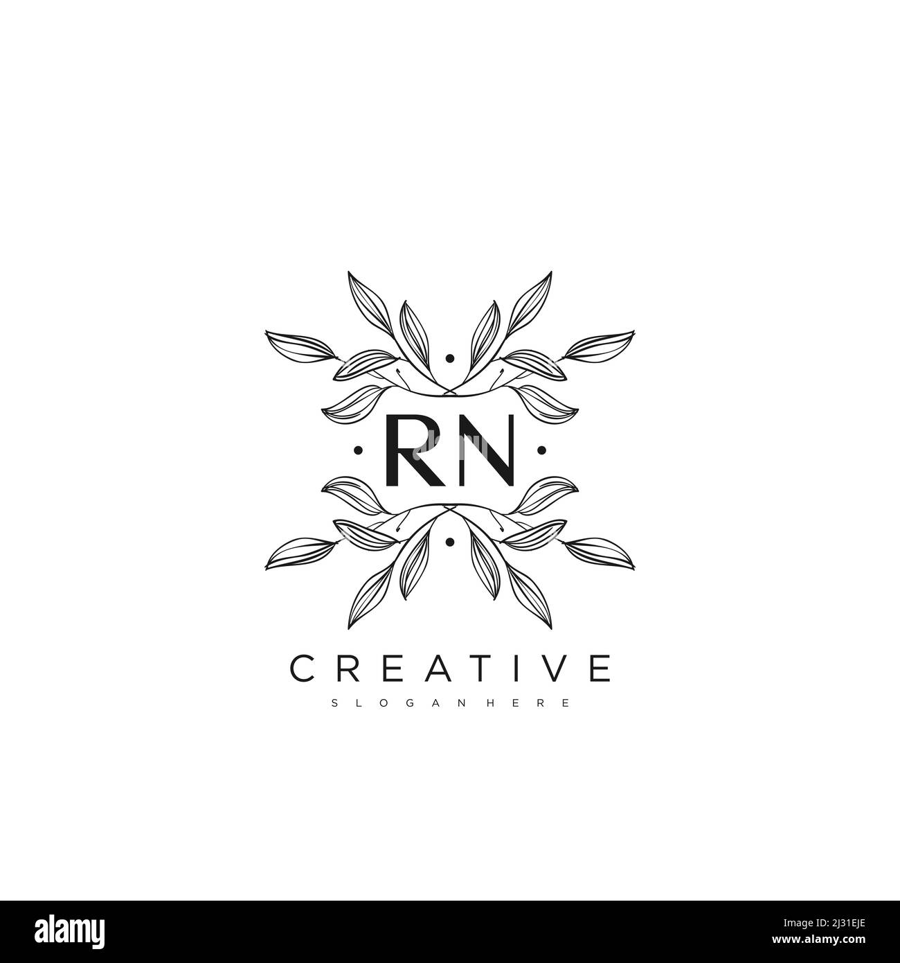 RN format lettre initiale logo fleur Vector Premium Illustration de Vecteur