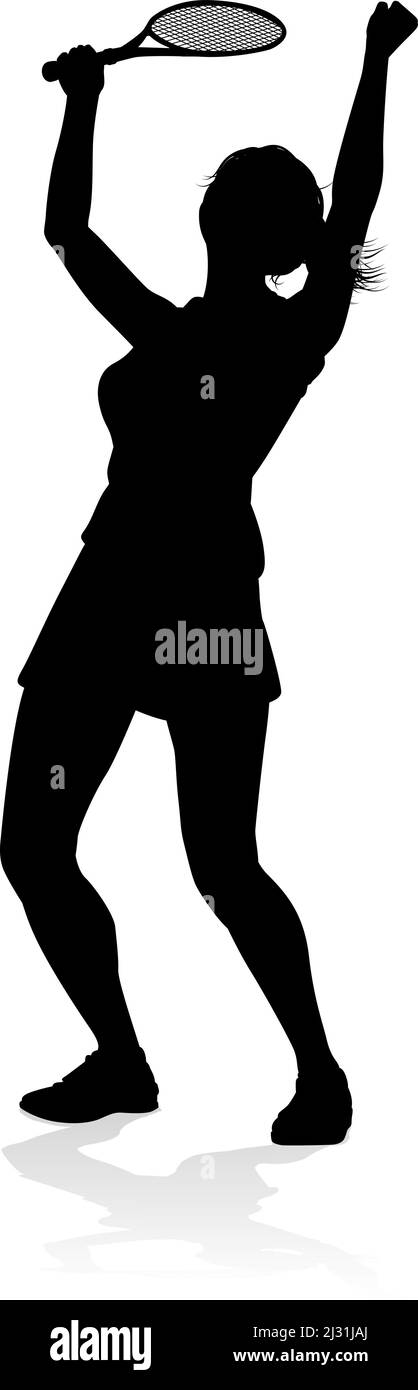 Tennis Player Woman Sport Person Silhouette Illustration de Vecteur
