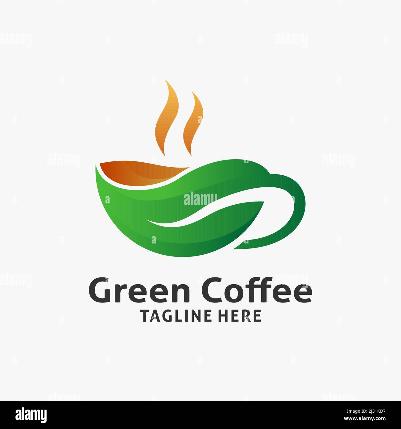 Logo café vert en forme de feuille Illustration de Vecteur