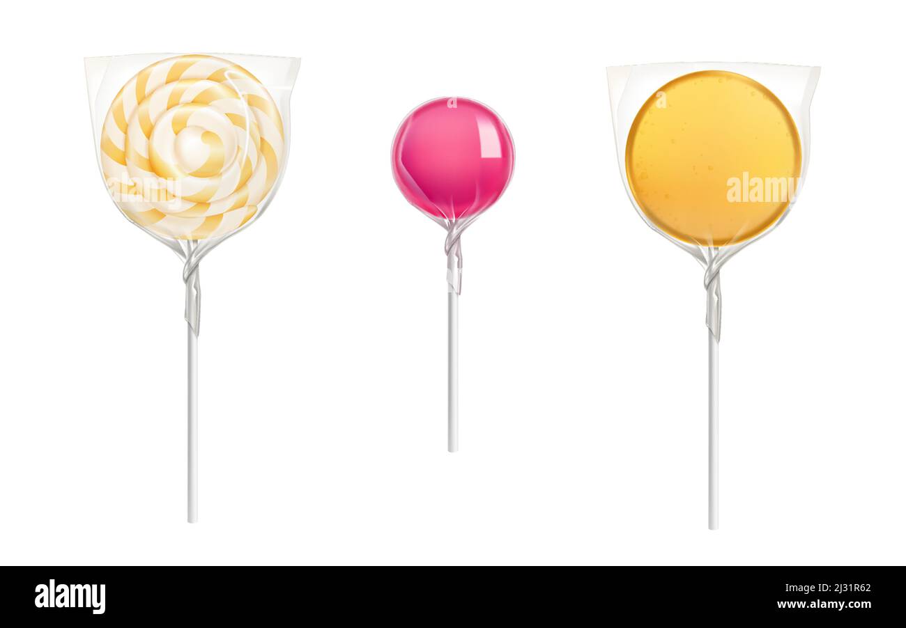 Bonbons Lollipop en plastique transparent isolés sur fond blanc ...