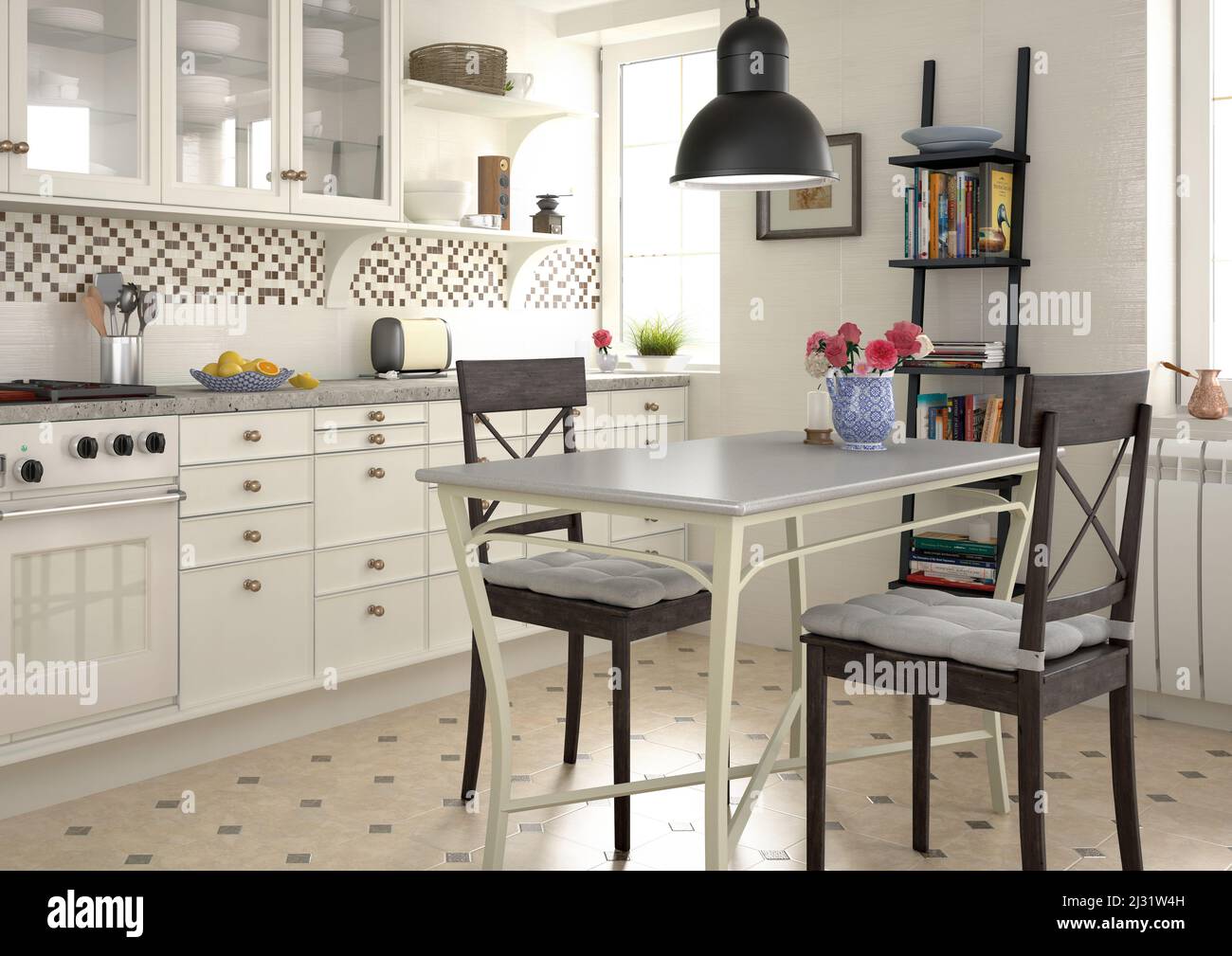 Décoration intérieure moderne de cuisine avec carrelage gris élégant,  design sans couture, fond luxueux Photo Stock - Alamy