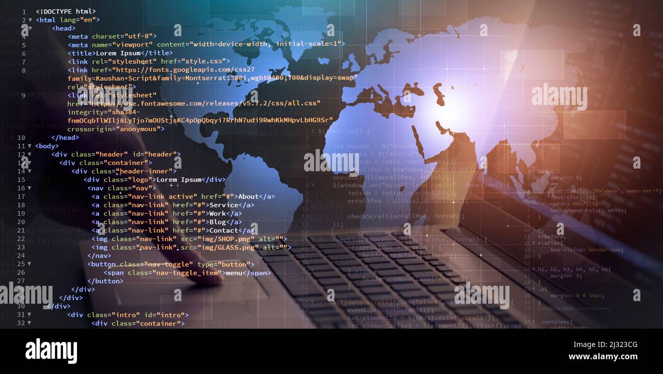 internet programmation web développement pour le site web. avant-end développement web. mix média fond Banque D'Images