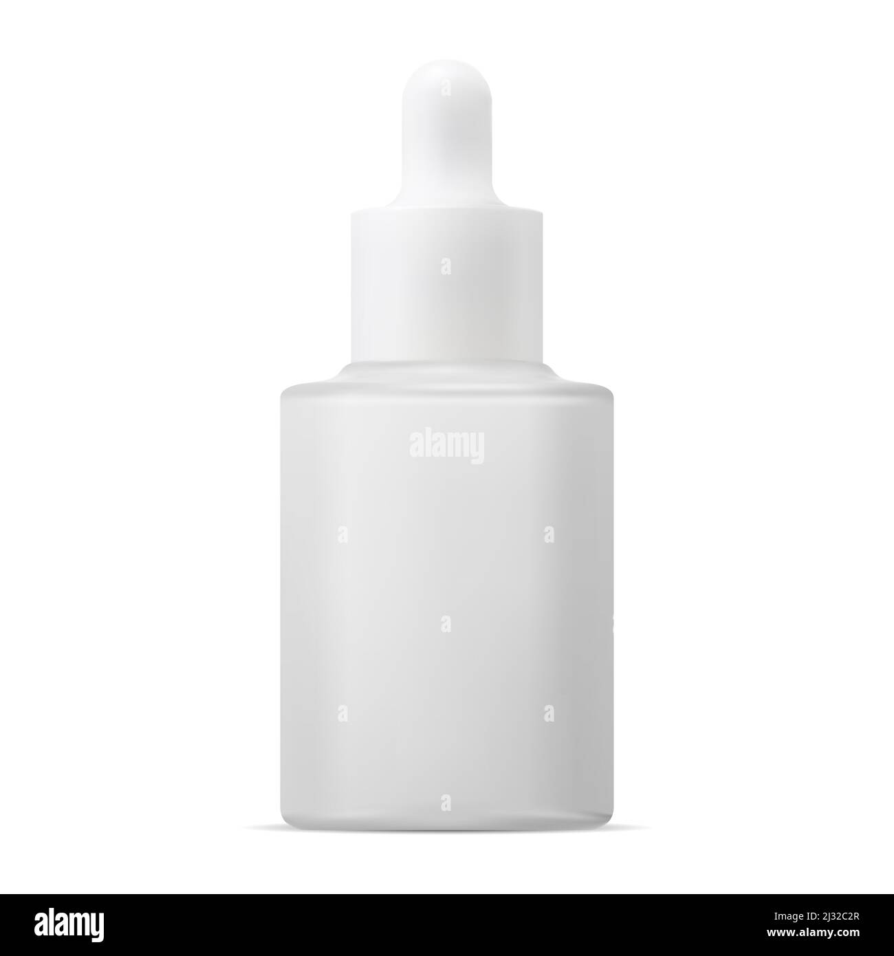 Flacon compte-gouttes de sérum. Maquette de flacon essence cosmétique en verre blanc. Flacon compte-gouttes d'huile aromatique, traitement pour le visage et les yeux. Pipette collagène liquide pr Illustration de Vecteur
