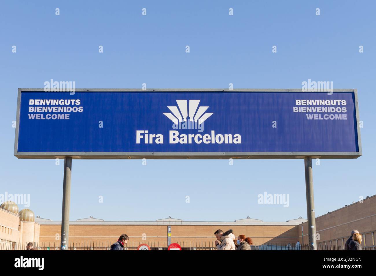 Barcelone, Espagne - 15 janvier 2022 : affiche au centre d'exposition Fira Barcelone (Espagne). Banque D'Images