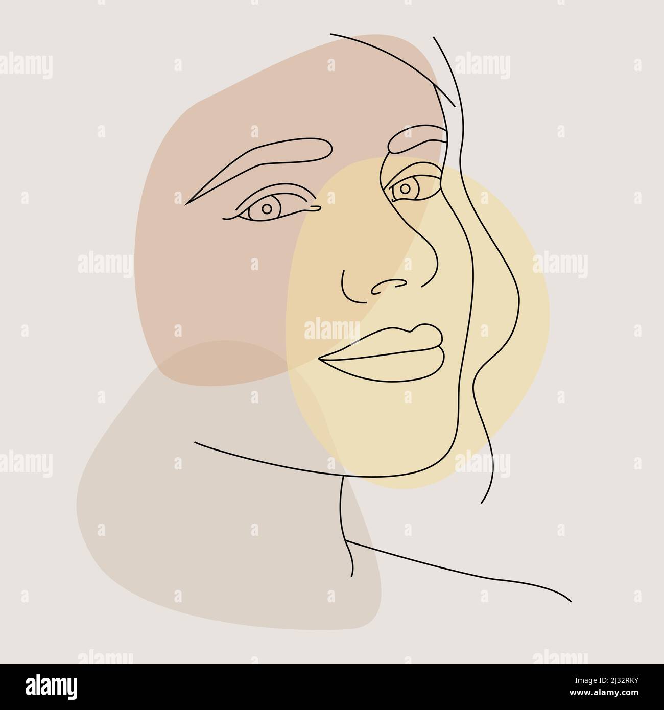 Ligne continue. Dessin du visage d'une femme. Beauté féminine minimaliste avec dessin continu en une ligne. Illustration de Vecteur