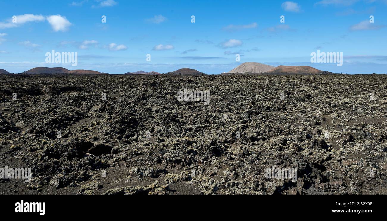 Le plancher de lave de Lanzarote, îles Canaries, Europe Banque D'Images