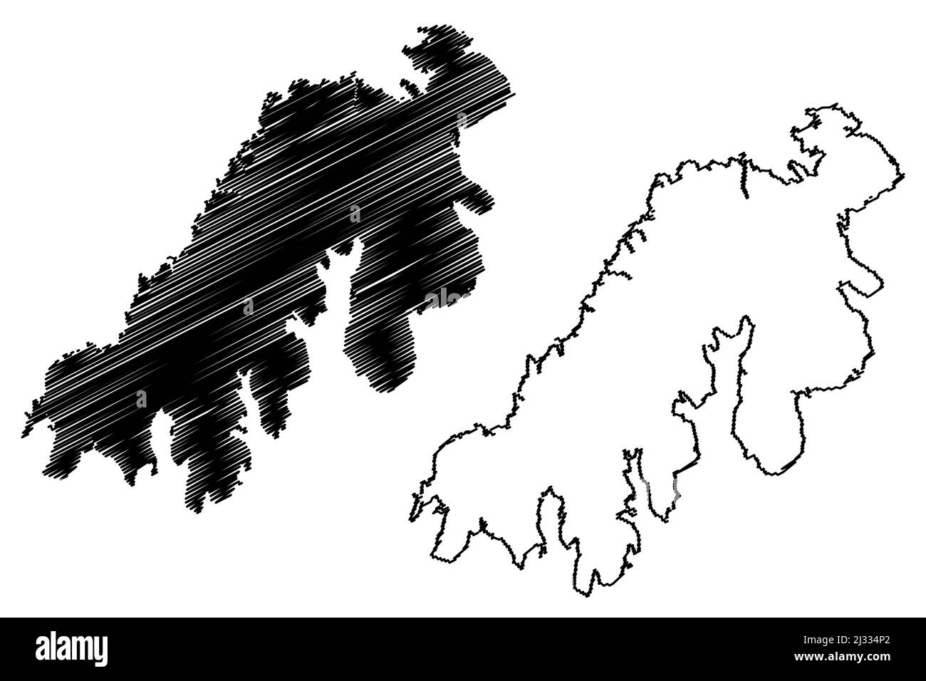 Île du Prince Patrick (Canada, Amérique du Nord, Îles de la Reine Elizabeth, Archipel arctique) carte illustration vectorielle, croquis à griffonnage carte du Prince Patrick Illustration de Vecteur