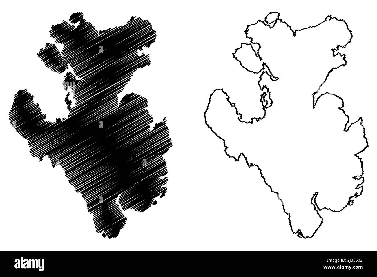 Île du Prince de Galles (Canada, province du Nunavut, Amérique du Nord, archipel Arctique canadien) carte illustration vectorielle, croquis griffés Prince de Galles Illustration de Vecteur