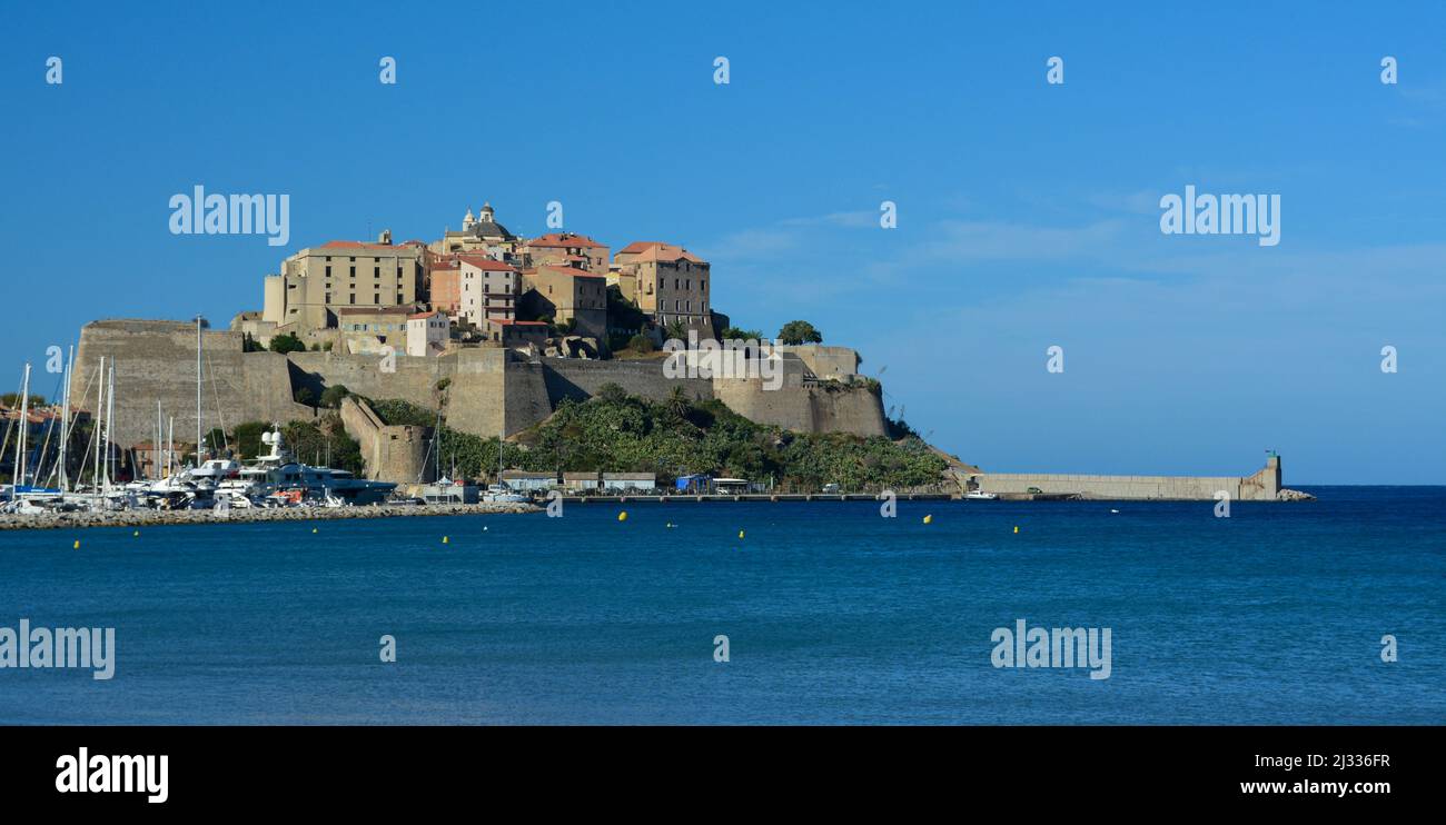 Belle vue sur la citadelle de Calvi Banque D'Images