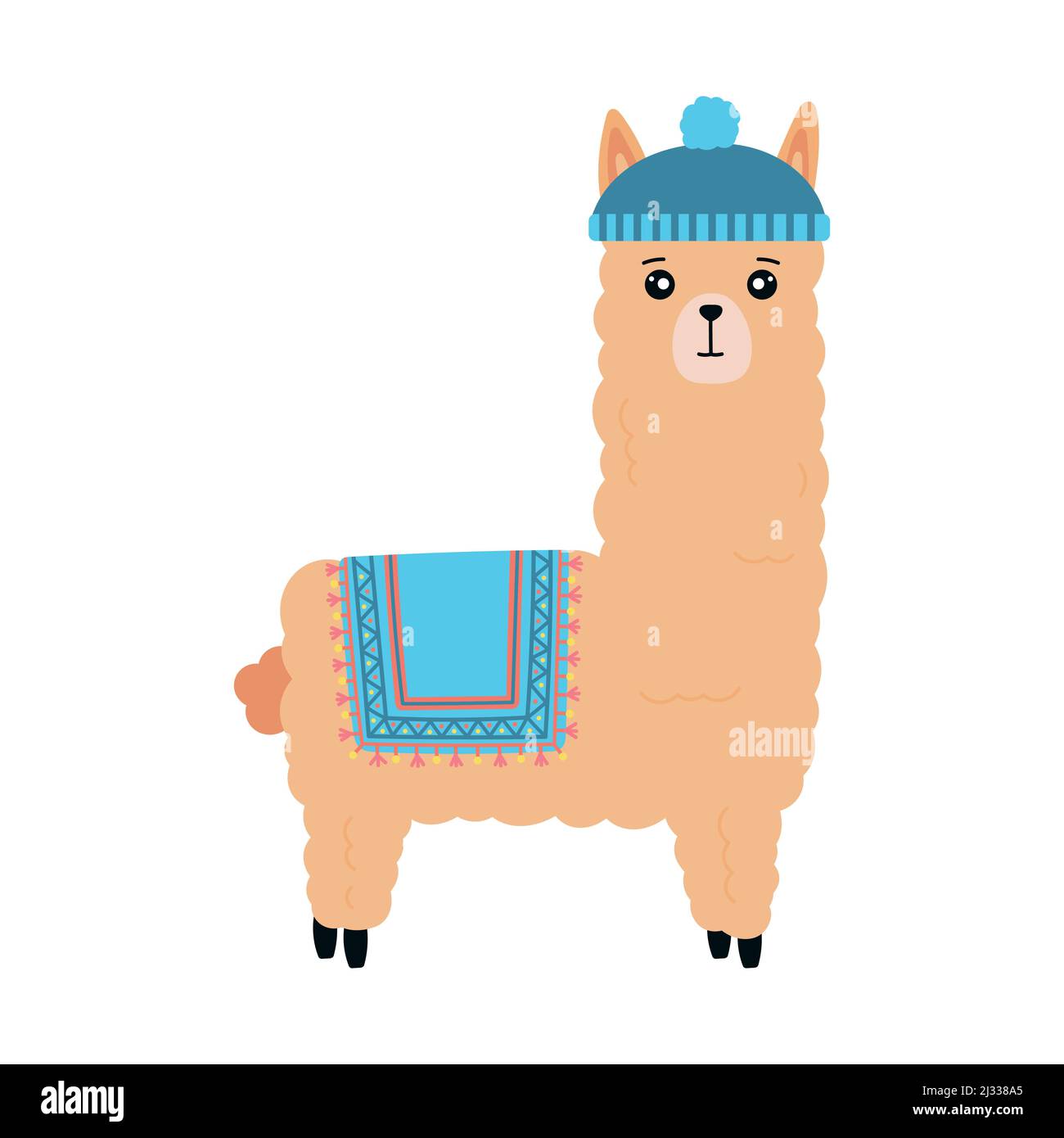 Joli motif vectoriel llama alpaga. Illustration de caractères Llama pour la création de pépinière, affiche, carte de vœux ou logo. Illustration de Vecteur