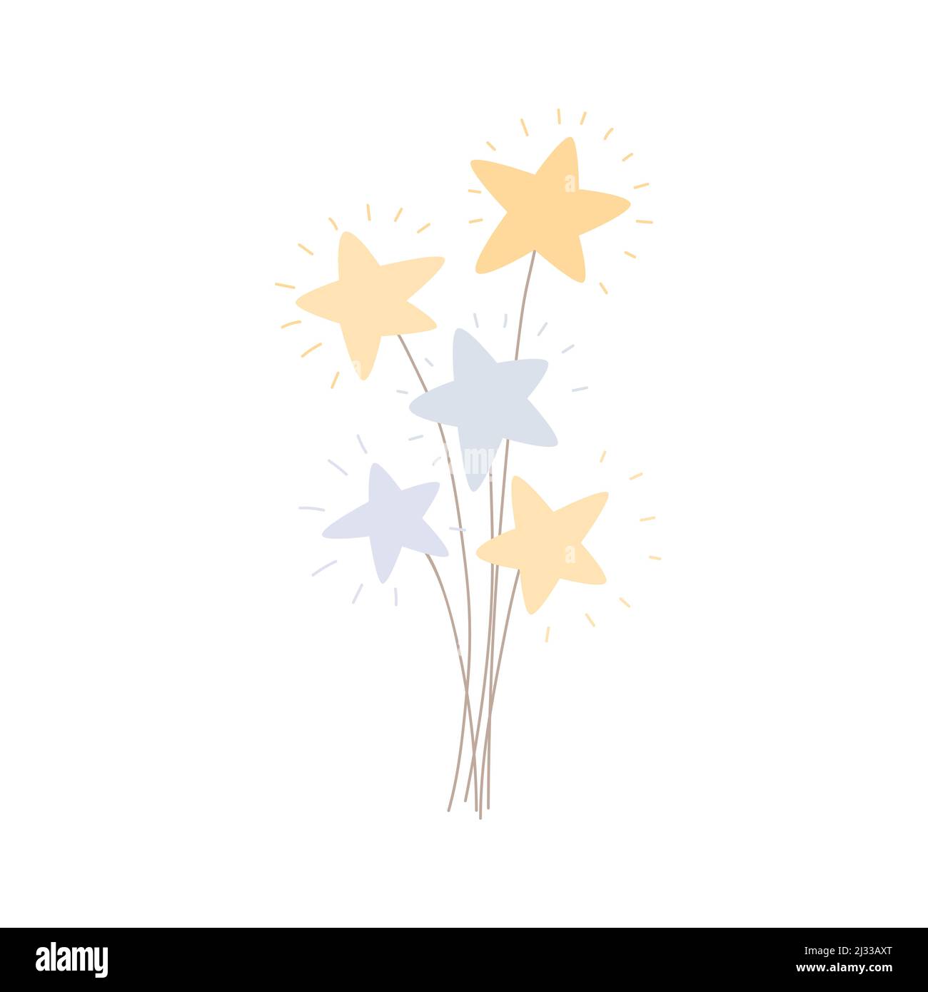 Bouquet d'étoiles mignonnes. Bouquet de fleurs cosmiques. Illustration vectorielle de bouquet d'étoiles de fées Illustration de Vecteur