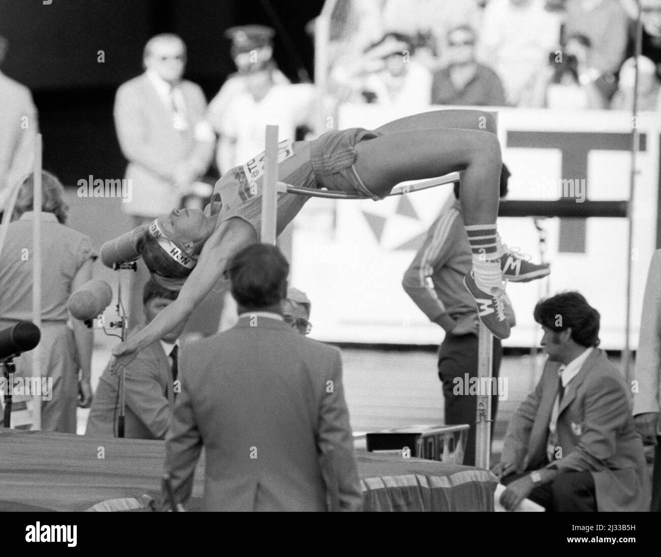 SUZANNE LORENTZON athlète de haut saut en Suède au navire champion du monde de l'IAAF à Helsinki, Finlande, le 1983 août Banque D'Images