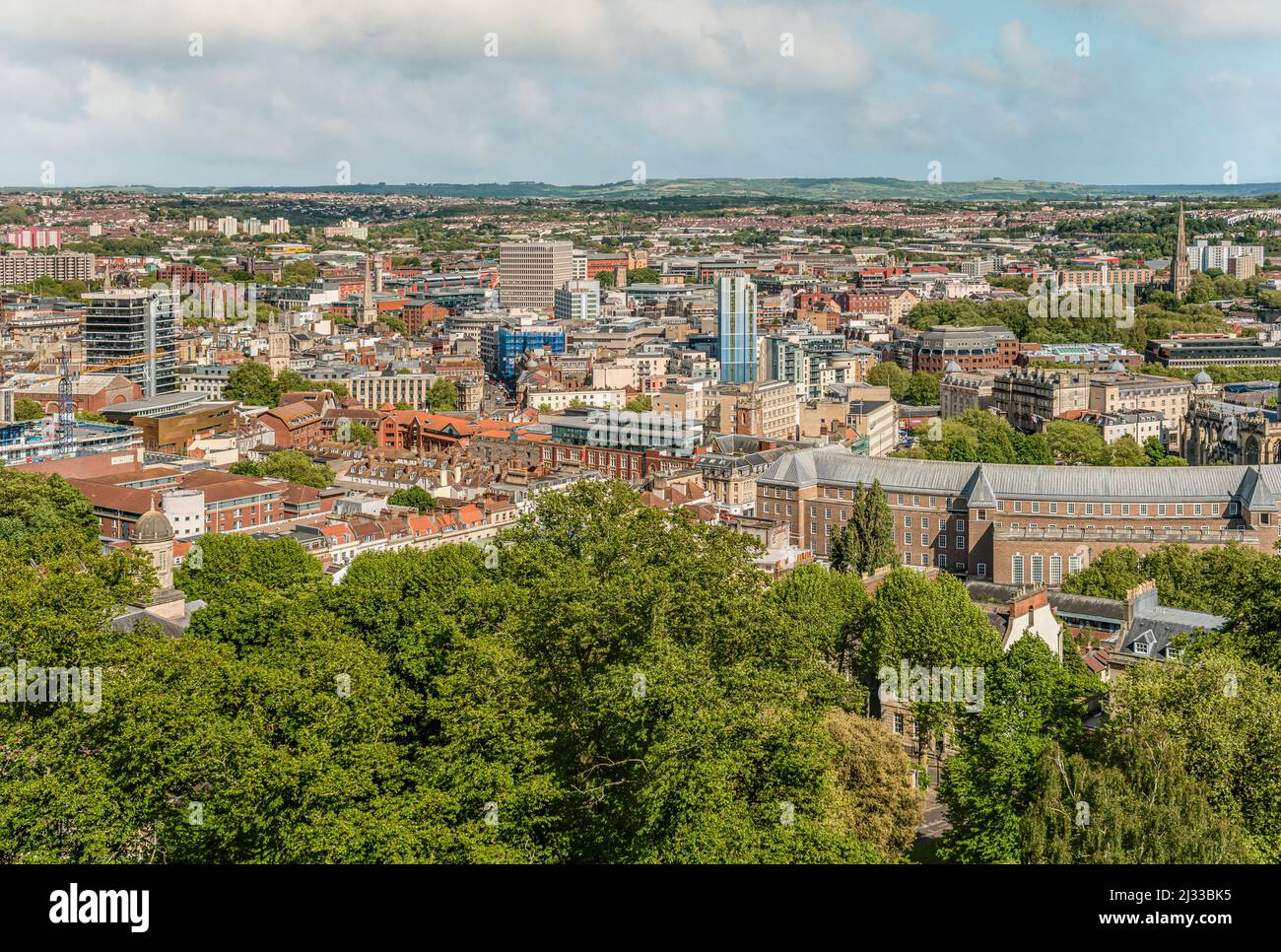 Vue sur le centre-ville de Bristol depuis Cabot Tower, Somerset, Angleterre, Royaume-Uni Banque D'Images