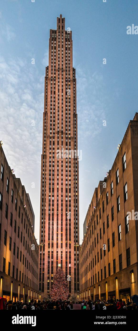 Rockefeller Center à New York à l'heure de Chrismat Banque D'Images