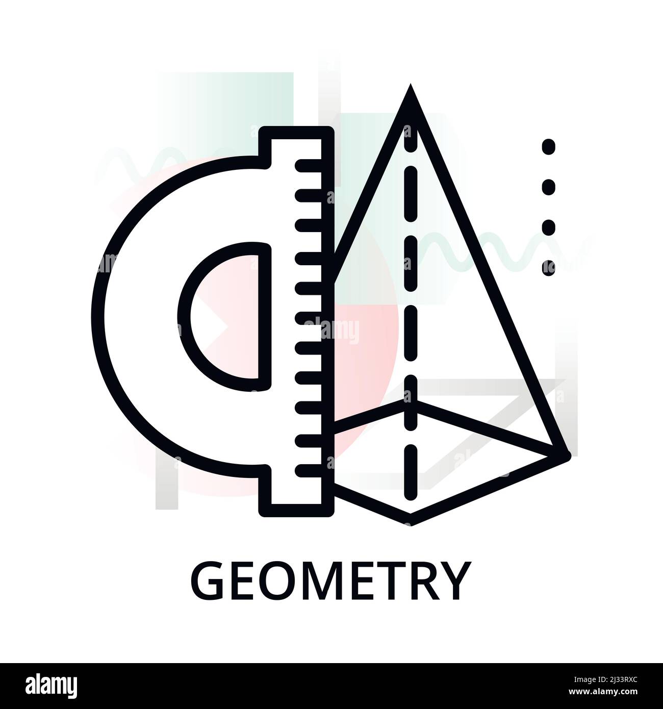 Icône de concept de géométrie sur fond abstrait de jeu d'icônes scientifiques, pour la conception graphique et web, illustration vectorielle moderne modifiable Illustration de Vecteur