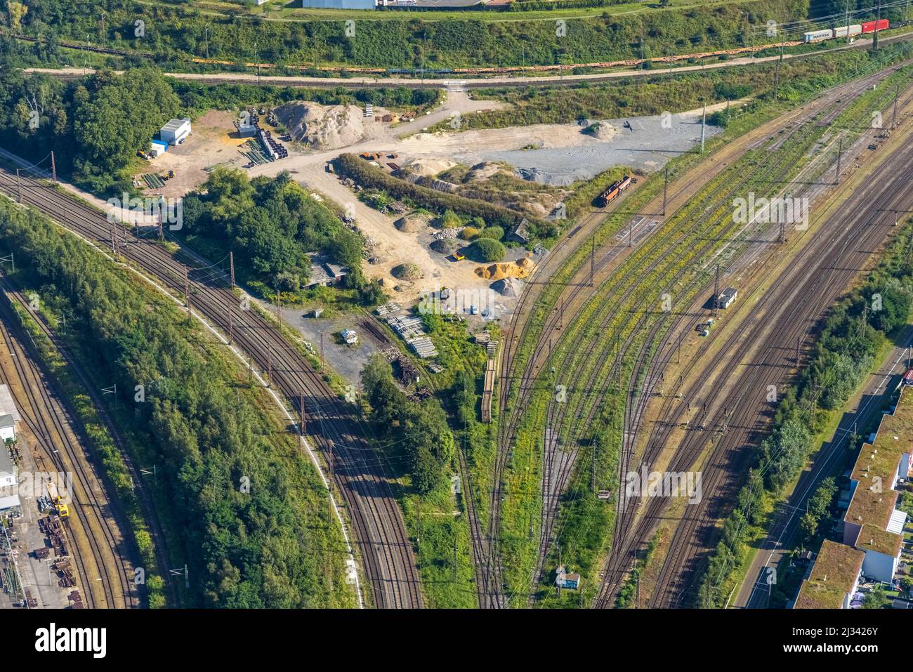 Photographie aérienne, terrain de construction dans le triangle de la piste près de la gare principale d'Oberhausen, Marienviertel, Oberhausen, région de la Ruhr, Rhénanie-du-Nord-Westphalie, All Banque D'Images
