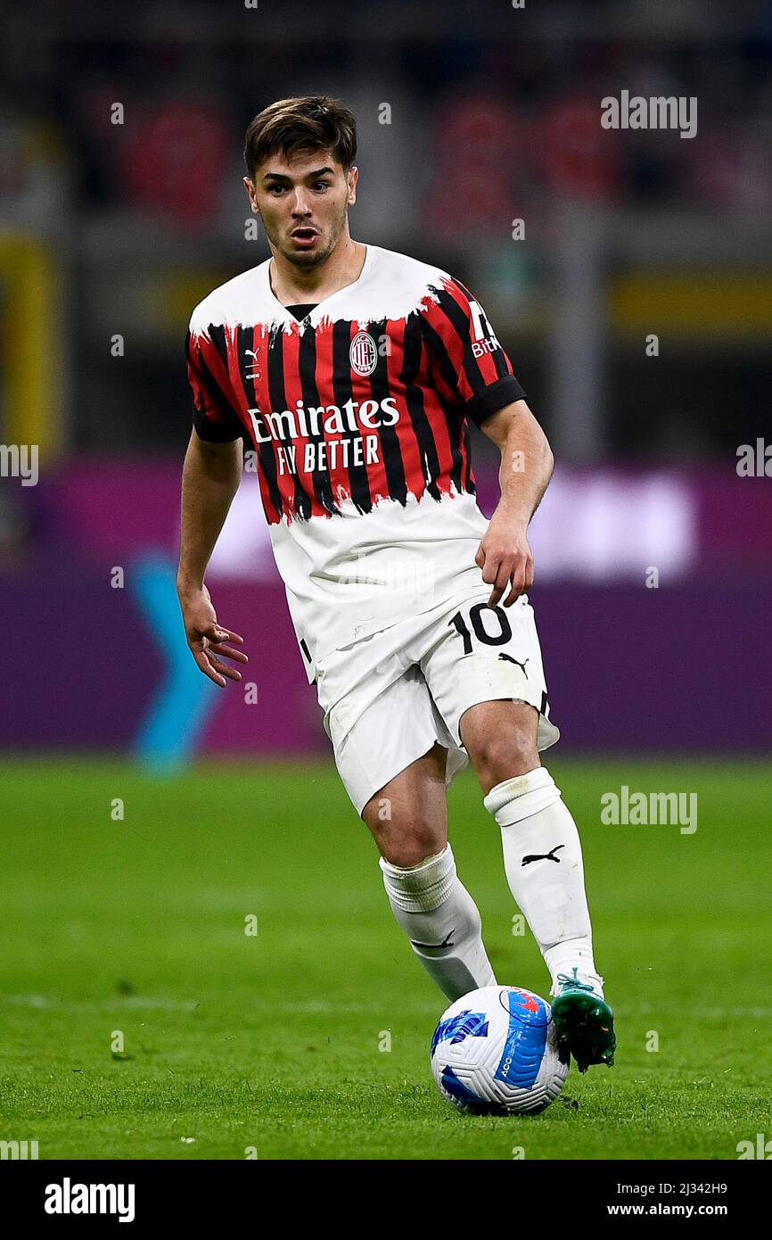 Milan, Italie. 04 avril 2022. Brahim Diaz de l'AC Milan en action pendant la série Un match de football entre l'AC Milan et le Bologna FC. Credit: Nicolò Campo/Alay Live News Banque D'Images