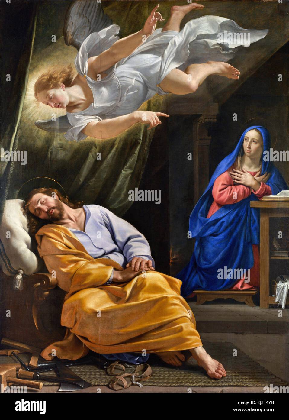 Le rêve de Saint Joseph par Philippe de Champaigne (1602-1674), huile sur toile, 1642/43 Banque D'Images