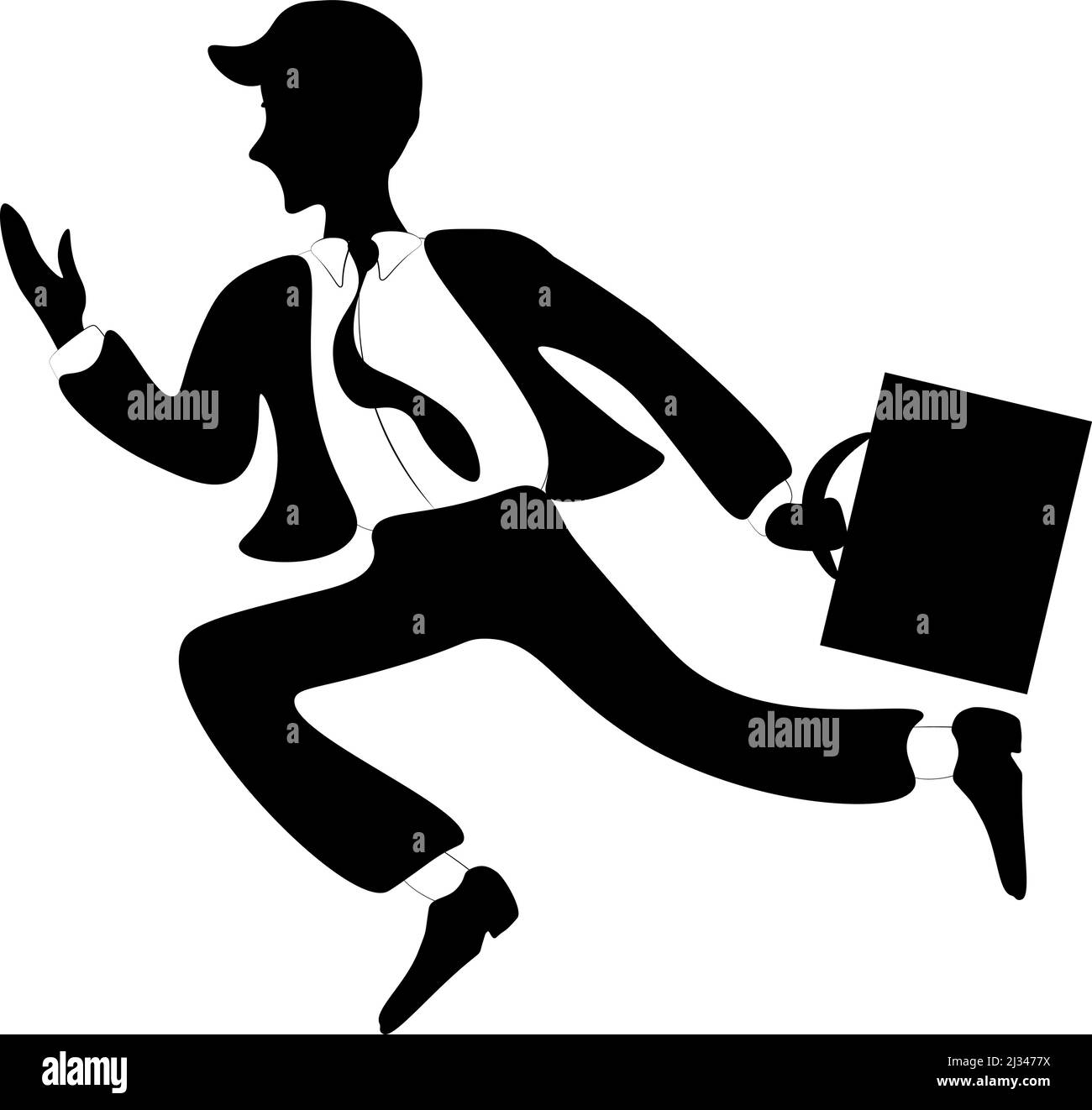 Illustration de l'homme de course. Un homme dans un costume d'affaires avec une cravate et un porte-documents court à une réunion importante. La vie est remplie d'idées. Notre ID Illustration de Vecteur