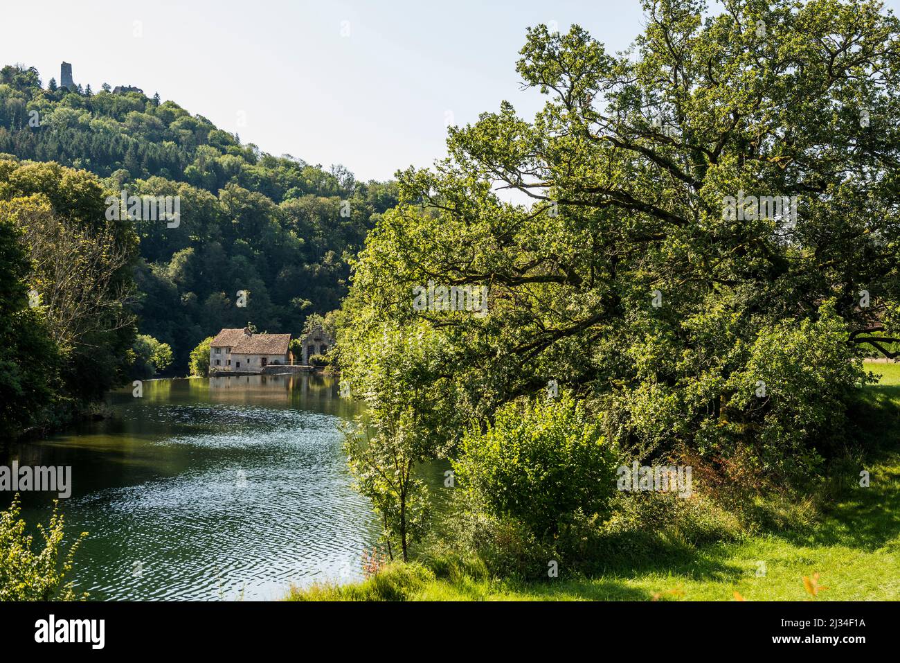 Miroir de Scey, Scey en Valais, sur la Loue, Département du Doubs, Bourgogne-Franche-Comté, Jura, France Banque D'Images