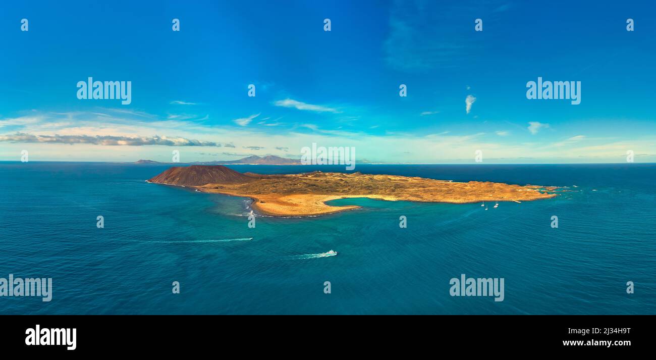 Magnifique vue panoramique aérienne de l'île de Lobos Fuerteventura Banque D'Images