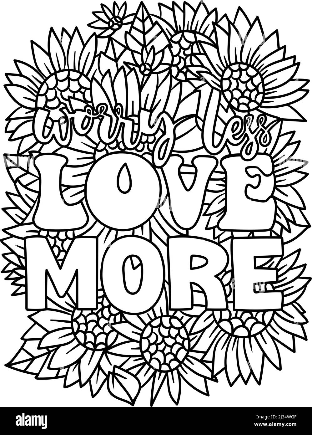 Plus d'amour plus motivationnel coloriage de citation Illustration de Vecteur
