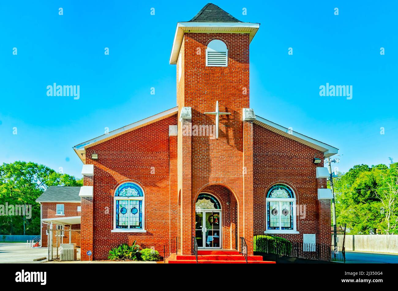 L'église baptiste de l'Union Missionnaire, fondée par les esclaves libérés en 1869, est photographiée à Africatown, le 4 avril 2022, à Mobile, Alabama. Banque D'Images