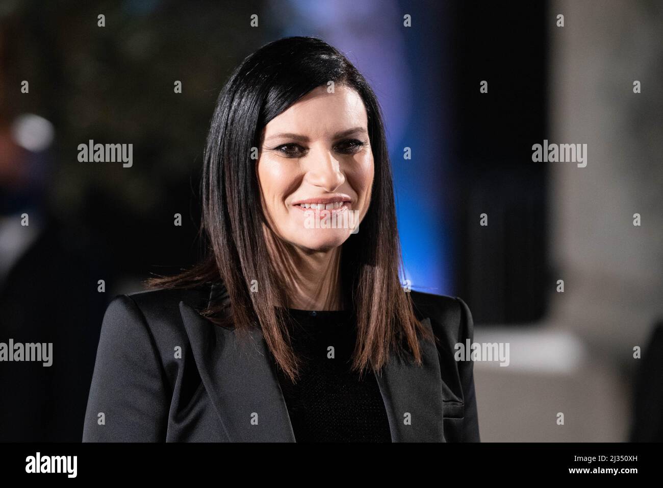 Rome, Italie, 05 avril 2022 - Laura Pausini assiste à la première du film 'Laura Pausini - Piacere di Conoscerti' à Rome. Crédits: Luigi de Pompeis/Alamy Live News Banque D'Images