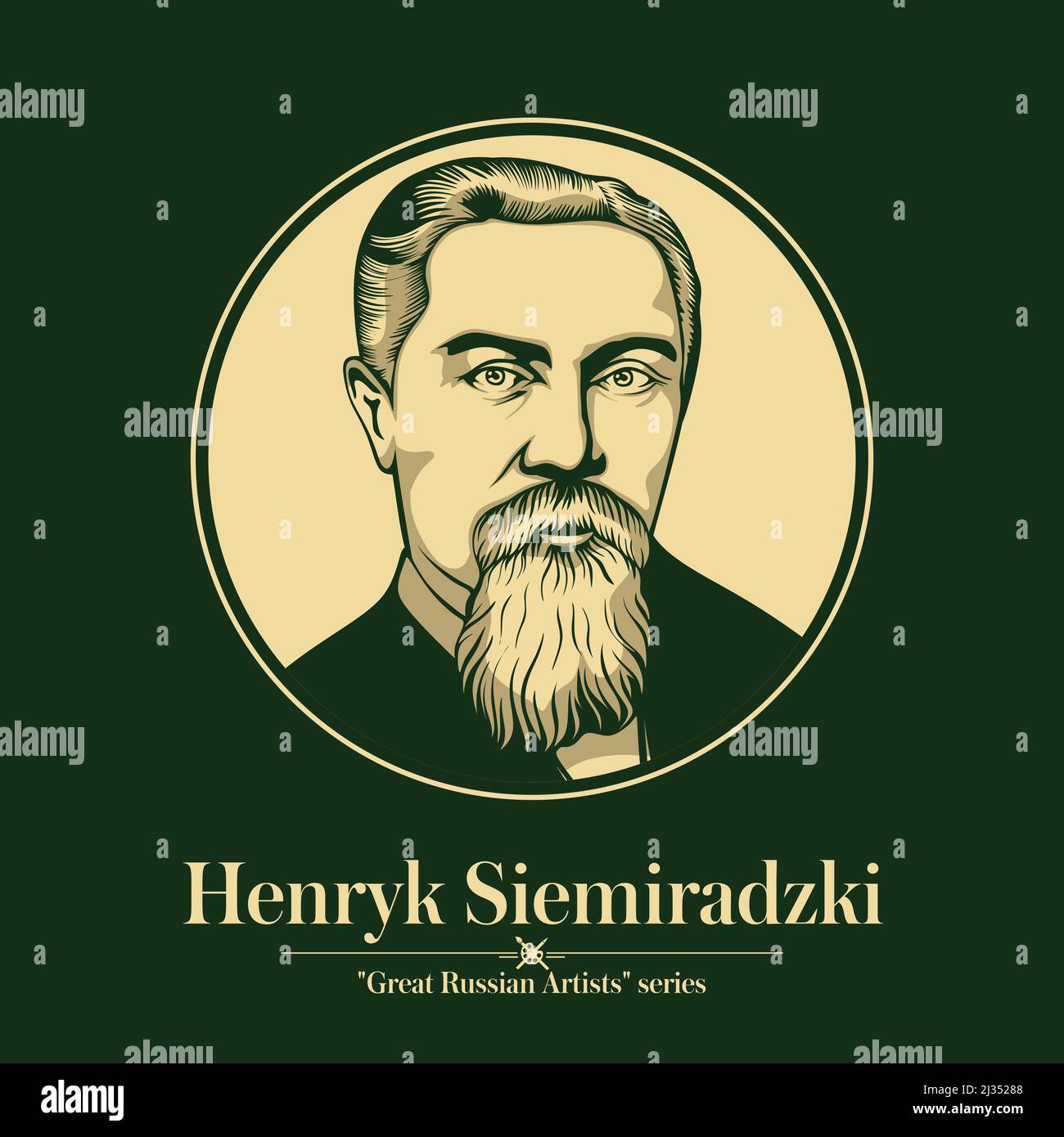 Grand artiste russe. Henryk Siemiradzki était un peintre polonais et russe basé à Rome, dont on se souviendra le mieux pour son art académique monumental Illustration de Vecteur