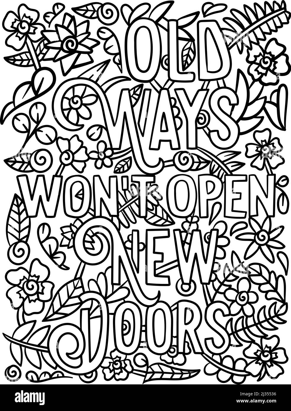 Page de coloriage de devis de motivation d'anciennes manières Illustration de Vecteur