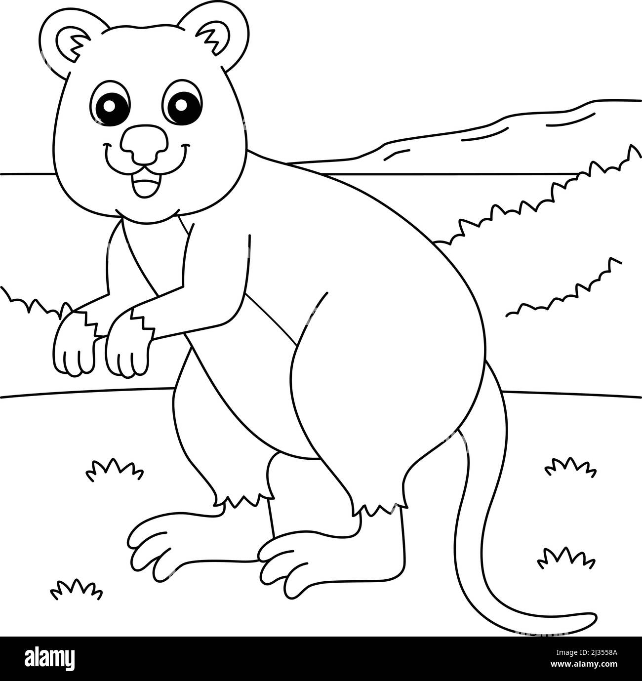 Page de coloriage animal quokka pour enfants Illustration de Vecteur
