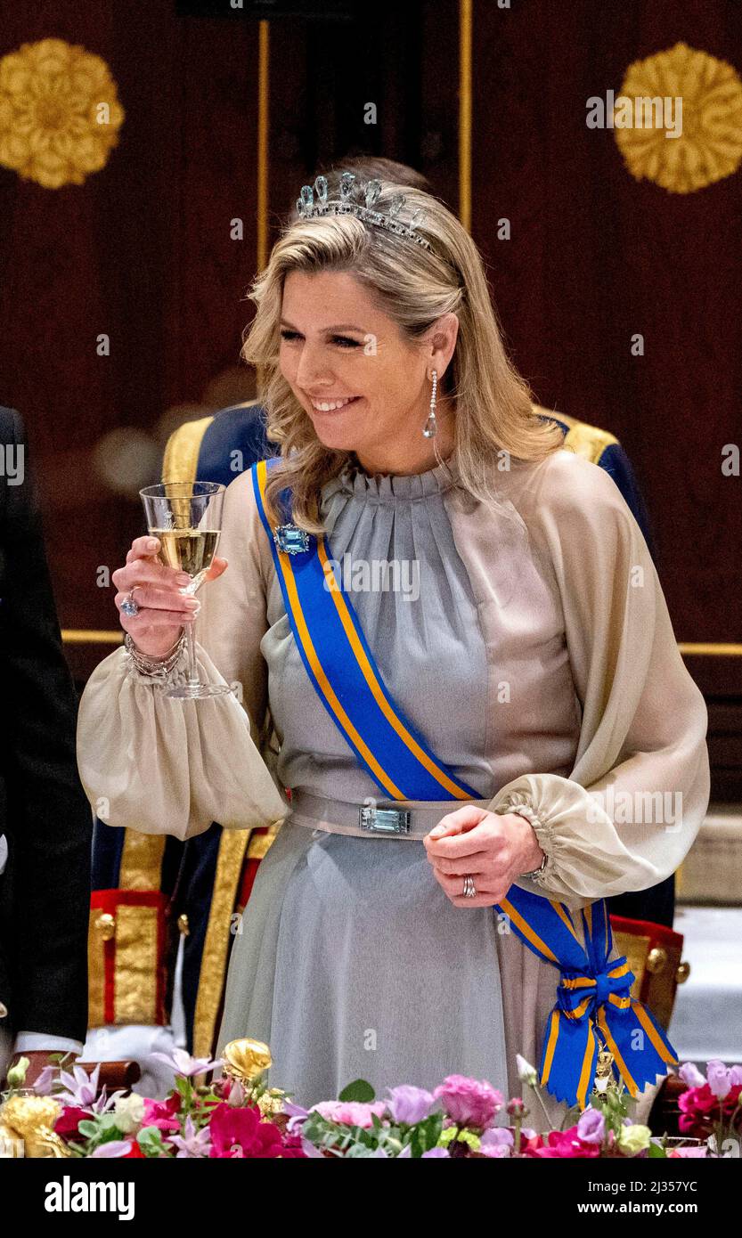 Amsterdam, Niederlande. 05th avril 2022. Queen Maxima des pays-Bas au Palais Royal d'Amsterdam, le 05 avril 2022, pour la photo officielle et le banquet d'État, sur les 1st d'une visite d'État de 2 jours de l'Inde aux pays-Bas Credit: Albert Nieboer/Netherlands OUT/point de vue OUT/dpa/Alay Live News Banque D'Images