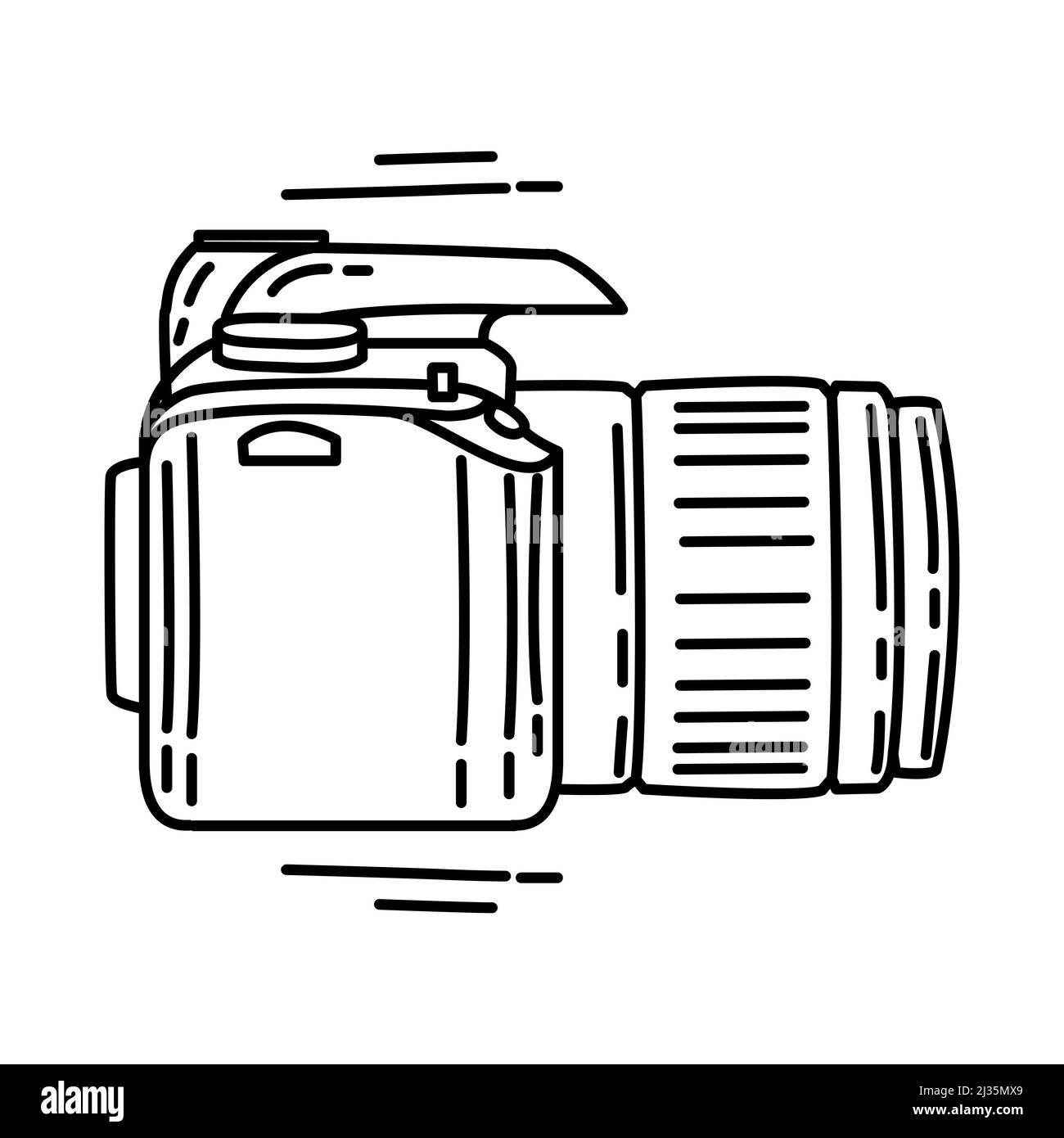 Appareil photo numérique fait partie des accessoires informatiques et du matériel Manuel de jeu d'icônes dessinées à la main vecteur. Illustration de Vecteur