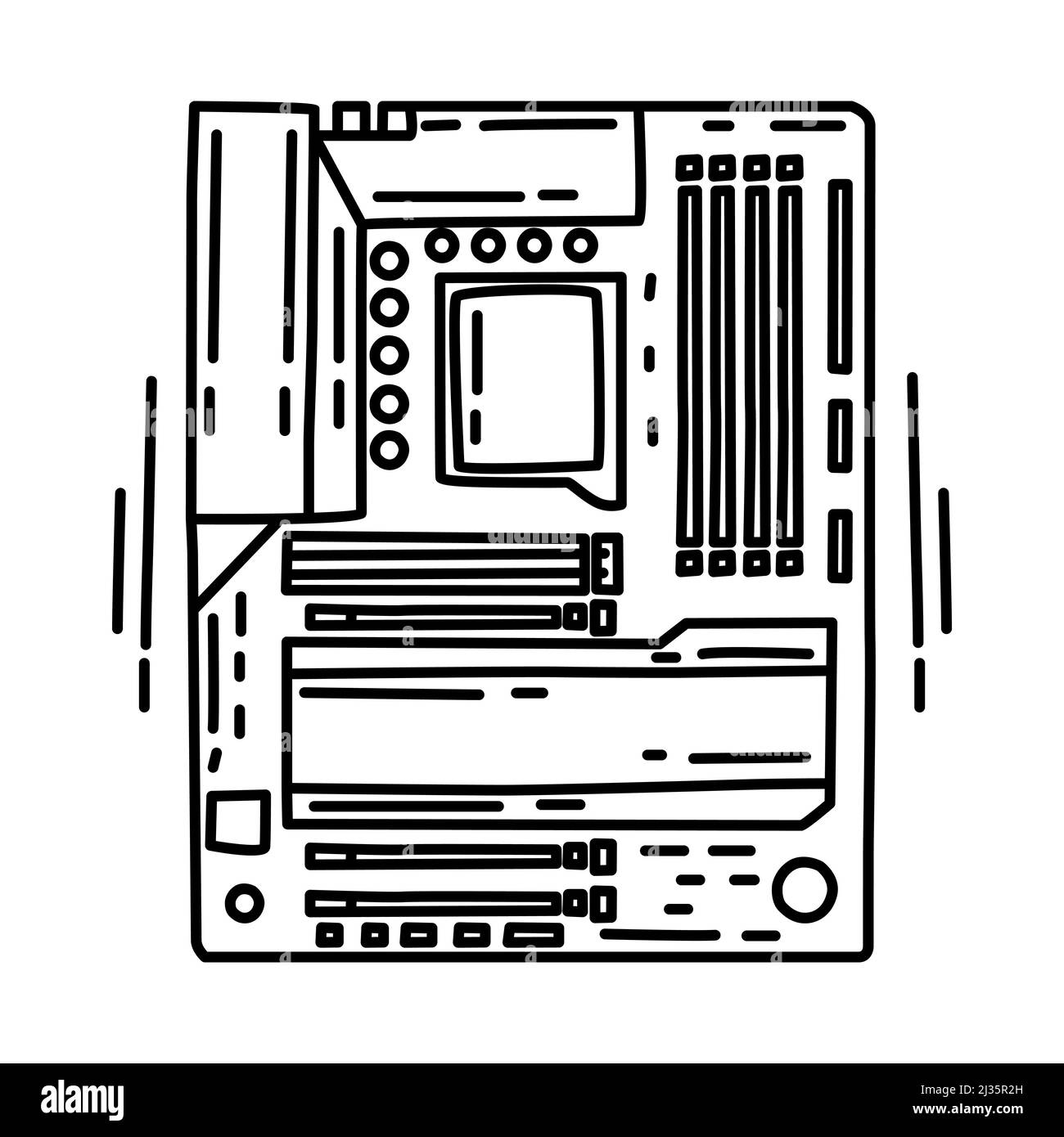 Carte mère jeu partie de l'ordinateur et matériel dessin main icône jeu Vector. Illustration de Vecteur