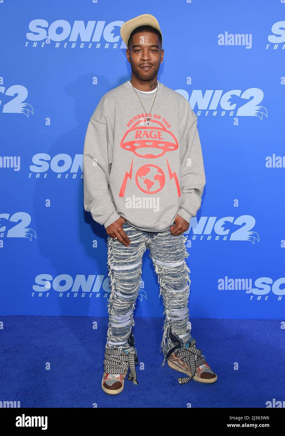 Los Angeles, États-Unis, 05 avril 2022, Kid Cudi arrive à la première de «Sonic the Hedgehog 2» à Los Angeles au Village Theatre le 05 avril 2022 à Westwood, CA. © OConnor/AFF-USA.com Banque D'Images